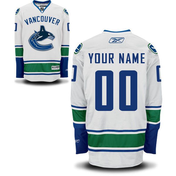 Reebok Vancouver Canucks Men Premier Away Custom NHL Jersey - White->customized nhl jersey->Custom Jersey